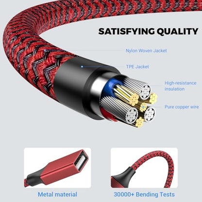 6.6FT USB Splitter 3 in 1 Out, A Male to 3 Female Extension Y Cable - color: Red, size: 6.6 ft