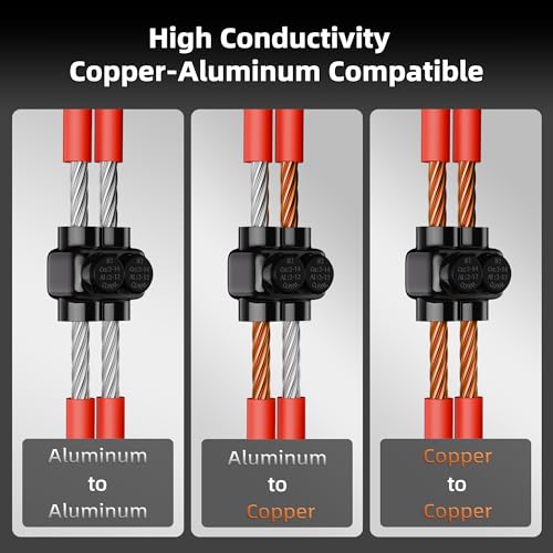 DaierTek Multitap Connector, 2-14 AWG Insulated Splice, 2 Ports Aluminum to Copper Wire Connectors with Ferrules and Allen Hex for Automotive Marine Car Wiring, Dual Entry 8 Pack - size: Dual Side 2-14 AWG-8PCS
