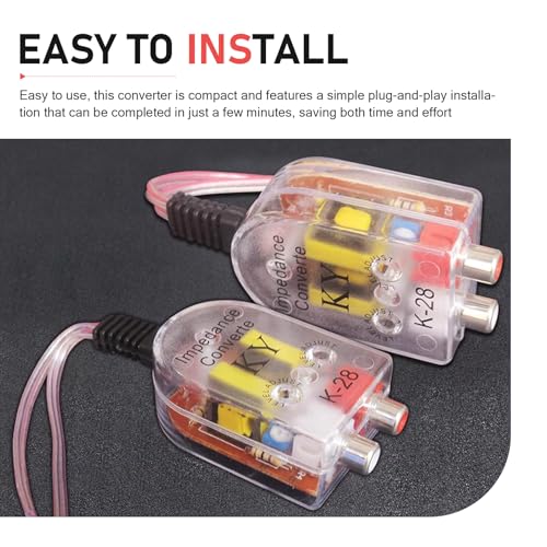 WZP 2 PCS RCA Audio Output Converter, Car Audioline Level Converter, RCA Line Control Car Amplifier Wiring, Audio Signal Adapter for Portable Sound Systems
