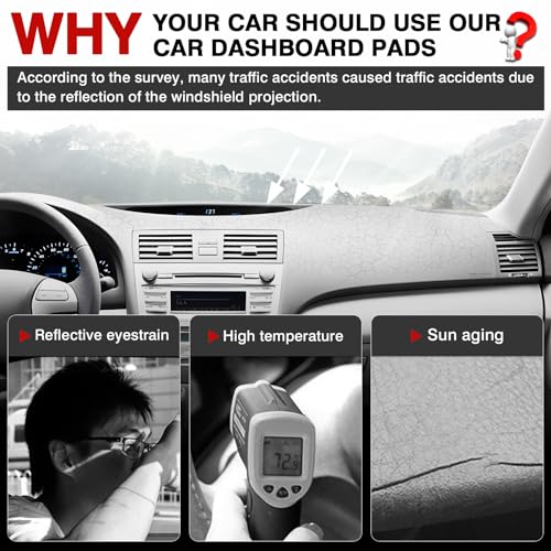 Autorder Dashboard Cover Mat for 2007-2011 Toyota Camry Accessories Dash Cover Upgrade Velvet Dash Mat Sunshade Glare UV Rays Protector - size: Black 07-11 Camry