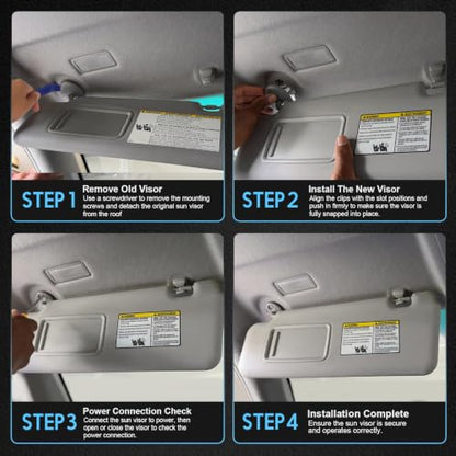 ItranMc Sun Visor Passenger Side for 2008-2013 Toyota Highlander - color: (Gray)Right Passenger Side