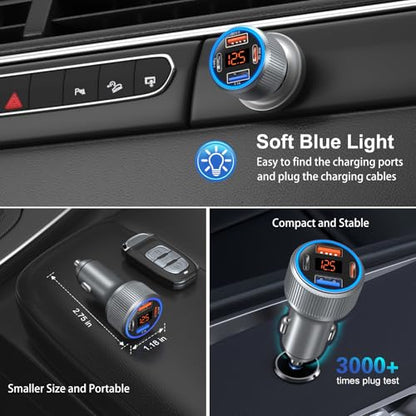 USB C Car Charger, 3 Pack 65W QC 3.0+PD 30W Super Fast Car Phone Charger - color: Gray, size: 3-Pack
