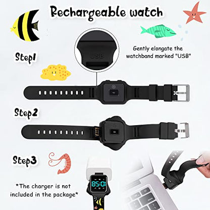 BEN NEVIS Potty Training Watch, Digital Toddler Watch with Countdown/Music/Alarm Clocks/Vibration Reminder and Waterproof, Remind Toddler to Go to The Toilet - color: 11-Black-Ocean
