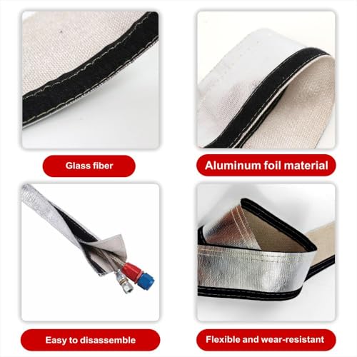 Wire Heat Shield Sleeve Aluminized Heat Shroud Heat Sleeving Fuel Line for Ultimate Heat Protection Hose Wire Sleeving,1/2" I.D.X10FT with 10PCS Stainless Steel(304) Cable Metal Ties-Silve - color: Silver, size: 1/2" I.D.X10FT