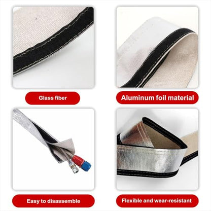 Wire Heat Shield Sleeve Aluminized Heat Shroud Heat Sleeving Fuel Line for Ultimate Heat Protection Hose Wire Sleeving,1/2" I.D.X10FT with 10PCS Stainless Steel(304) Cable Metal Ties-Silve - color: Silver, size: 1/2" I.D.X10FT