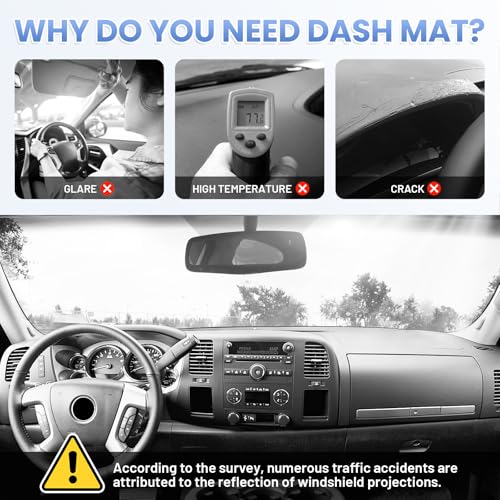 Sunsdrew Upgraded Dash Cover for 2007-2013 Chevrolet Silverado Accessories - size: 07-13 Silverado Dash Cover(Black)