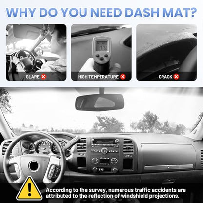 Sunsdrew Upgraded Dash Cover for 2007-2013 Chevrolet Silverado Accessories - size: 07-13 Silverado Dash Cover(Black)