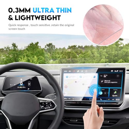 INTGET 2 PCS Screen Protector for 2024 2025 2026 VW/Volkswagen ID.4/2025 ID.Buzz Accessories Navigation GPS & Dash Tempered Glass Center Touch Screen Display Touchscreen Protective(12.9+5.3inch) - color: 12.9+5.3inch ID.4 2024+