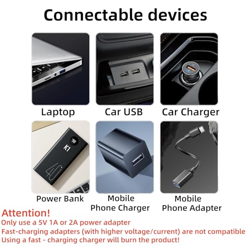 LED Car Interior Light, Touch Control USB Night Lamp, Retro Style Ambient Lighting for Auto, Bedroom, Desk (Purple Light)