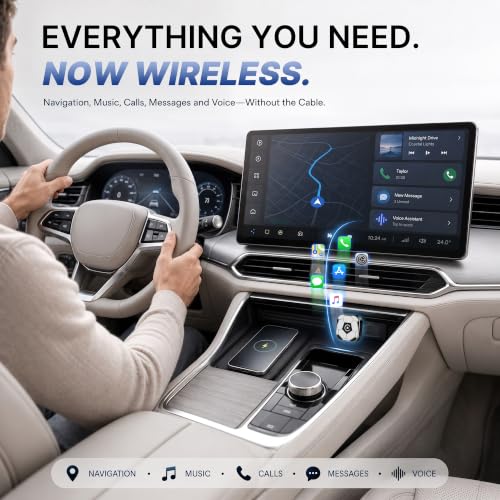 2-in1 Wireless CarPlay Adapter for Apple CarPlay & Android Auto - color: Black and White