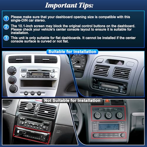 [2G+64G] 10.1" Single Din Bluetooth Car Radio Stereo with Wireless Apple Carplay Android Auto, Rotatable Touchscreen Car Audio Receivers Head Unit with Backup Camera, Mirror Link/SWC/AM/FM, Android 14