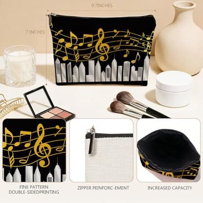 Musical Note Piano Makeup Bag, Music Lover Gifts Cosmetic Bags Zipper Pouch - color: Multicolor 107
