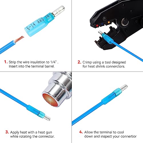 HKS 120PCS/60 Pairs Heat Shrink Bullet Connectors Kit – 22-10 AWG Male & Female Wire Terminals – Tinned Copper Crimp Connectors – Insulated Waterproof – for Automotive, Marine & Electrical Wiring - size: 10-22 AWG, style: Male&Female Bullet-120 pcs