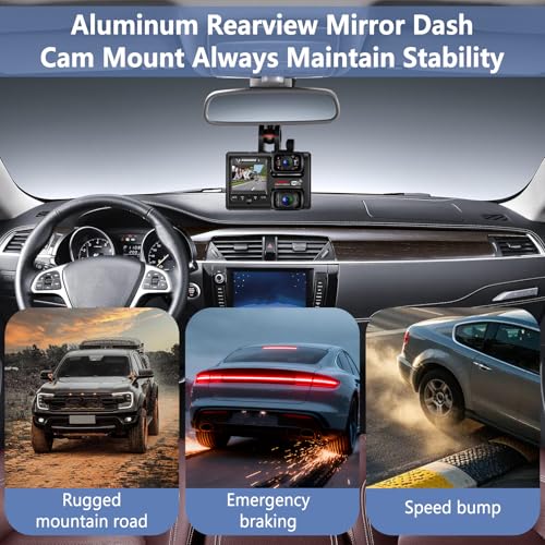 Dash Cam Mount,Aluminum Rearview Mirror Mounting Bracket Kit