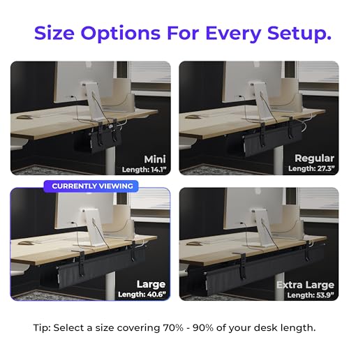 Ascrono Original Under Desk Cable Management Tray, Black, 40.6" - color: Black, size: Large (40.6 in)