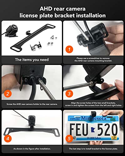 WOLFBOX Reverse Rear Camera License Plate Bracket, Installation Holder for Backup View Camera (Suitable for WOLFBOX Rear Camera of G840H/G890/G850/G840S/G930/G900/G900PRO/G850PRO/G900 Tripro)