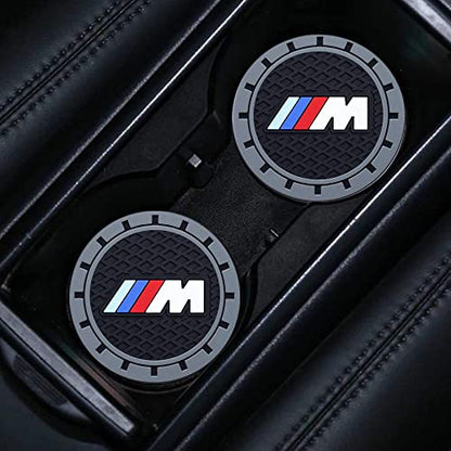 for BMW M Car Cup Holder Coaster, Auto Cup Holder Insert Coaster Compatible with BMW M M2 M4 M5 M6 M8 X1 X2 X3 X5 X6 M135i M240i Z4 328i X7, 2PCS - color: baoMma