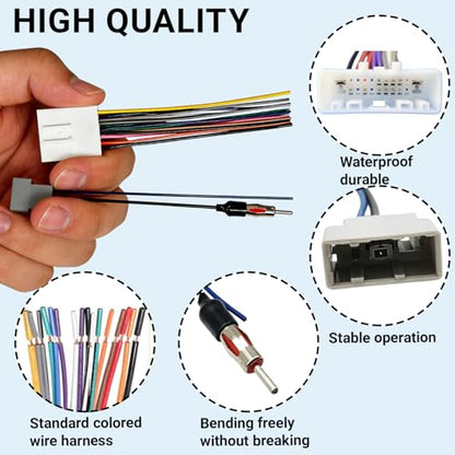 Radio Wiring Harness Kit with Antenna Adapter & Steering Wheel Control Wire, Install Aftermarket Stereo Wire Cable Connector Adaptor Compatible with 2008-2013 Infiniti/Subaru