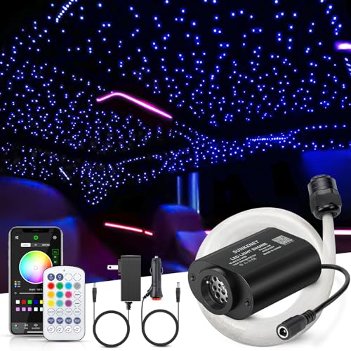 6W Mini Size Twinkle 450pcs of (0.03+0.04+0.06in)*9.8ft Starlight Headliner Kit, Star Lights for Car with Bluetooth APP/Remote Control/Music Effect, RGBW Fiber Optic Lights for Home Ceiling - size: 450pcs of (0.03+0.04+0.06in)*9.8ft