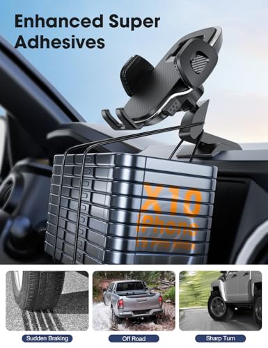 Upgraded Tacoma Phone Mount for Toyota Tacoma 2016-2023, 3rd Gen Dashboard Clip Cell Phone Cradle, Adjustable Stand, Suitable for Most Smartphones - style: Clamp Mount