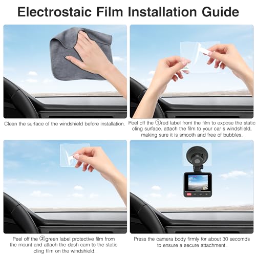 Electrostatic Sticker&Adhesive Pad for Mounting Dash Cam Suction Cup - style: Electrostatic Sticker+Round Double-Sided Sticker