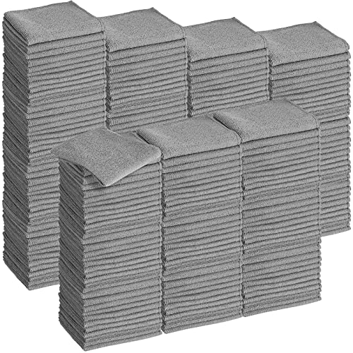 Tenare 100 Pack 12'' x 12'' Microfiber Cleaning Cloths Reusable Cleaning Rags Bulk Microfiber Towels Softer Highly Absorbent Washcloths for House Kitchen Car Window(Gray) - color: Gray