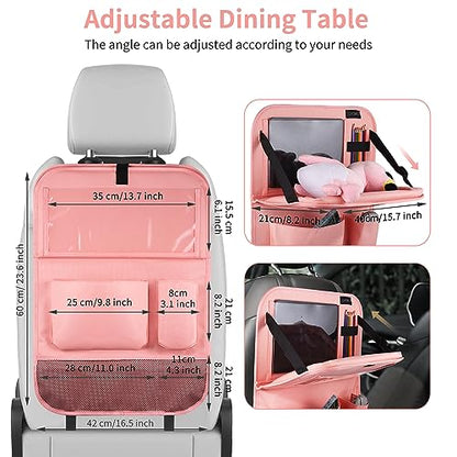 LUCMO Car Backseat Organizer with Foldable Tablet Holder, Pink - color: Pink-3, size: 2 Pack with Food Tray