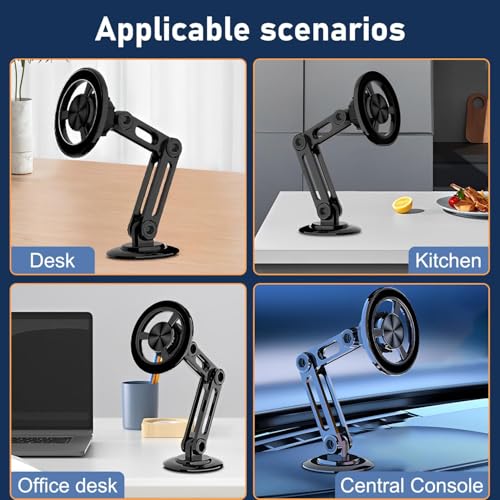 Universal 360° PRO Magnetic Suction Phone Holder Car,Alloy Folding Magnetic Cell Phone Holder for Car [Super Strong Magnet] Bracket Magnetic Dashboard Phone Car Mount for All Smartphone (Silver) - color: Silver
