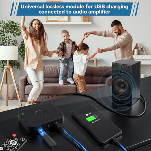 M2R Bluetooth 6.0 Receiver Adapter - Audio Streaming for Home Stereo, Speakers, Amplifiers with Low Latency - Supports RCA/AUX/USB Output, Hi-Fi Sound Quality