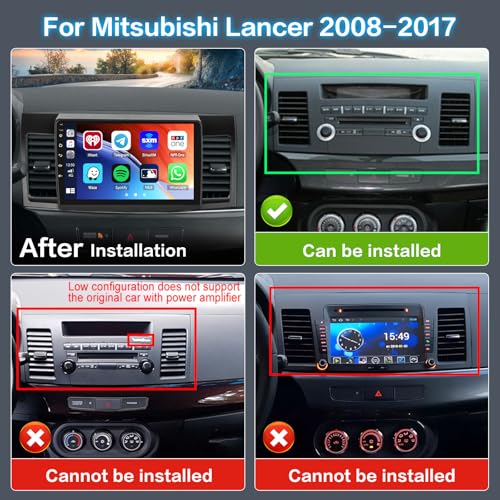 Car Stereo for Mitsubishi Lancer 2008-2017 Wireless CarPlay Android Auto - style: 4-Core 2+64G