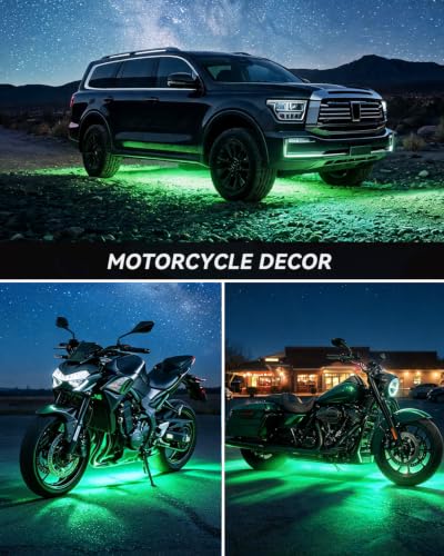 Keiurot 12V Led Light Strip for Car Motorcycle Golf Cart 12.5In Green 4Pack - color: Green Led Strip
