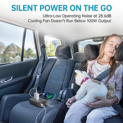 300W Car Power Inverter Pure Sine Wave with 60W PD USB-C, Power Inverters for Vehicles DC 12V to 110V AC, Car Inverter Power Outlet with XT60 Cable (Grey)