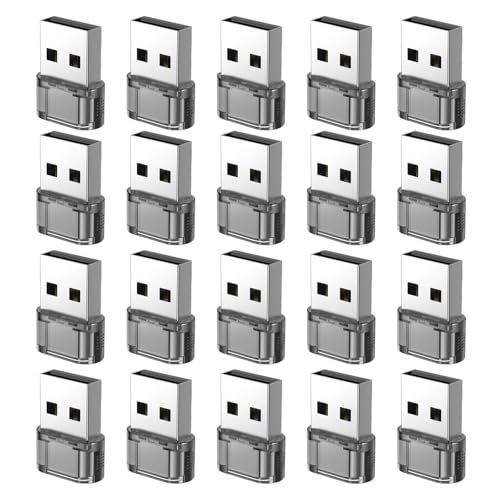 20 Packs USB-A to USB-C Adapter, USBC Female to A Male OTG Charger, USB to USBC Converter for iPhone 15 Plus Pro Max/Apple Watch Ultra iWatch/AirPods/iPad Air/Car/Galaxy S24 S23 S22 Ultra - color: Blackened, size: 20PCS