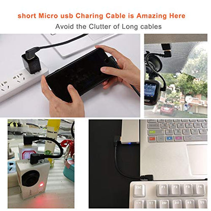 Micro USB Right Angle 90 Degree Cable Charging Extension Micro-B Male to USB2.0 Cable Data line with Gold Plated Connector Left/Right Angled 5.9inch (0.15m)