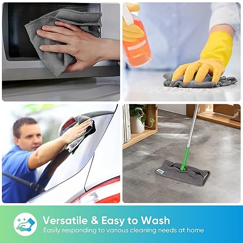 HOMEXCEL Grey Microfiber Cleaning Cloth, 24 Pack Cleaning Towels for Kitchen, Lint Free, Scratch-Free, Highly Absorbent, and Reusable Cleaning Rags for House, Window and Glass, Cars, 11.5 X11.5 inch - color: Grey