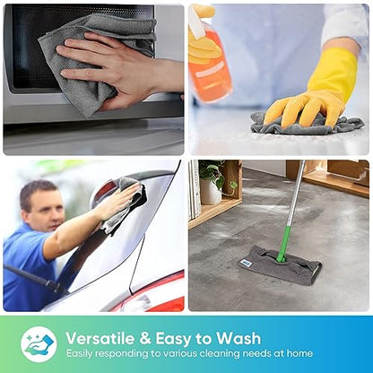HOMEXCEL Grey Microfiber Cleaning Cloth, 24 Pack Cleaning Towels for Kitchen, Lint Free, Scratch-Free, Highly Absorbent, and Reusable Cleaning Rags for House, Window and Glass, Cars, 11.5 X11.5 inch - color: Grey