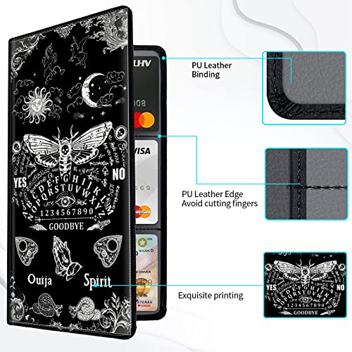 Car Registration and Insurance Card Holder, Premium PU Leather Vehicle Wallet Cover for Glove Box Car Organizer Drivers License/Cards/ID Essentials Document Holder, Death Moth Spirit Board - color: Death Moth Spirit Board