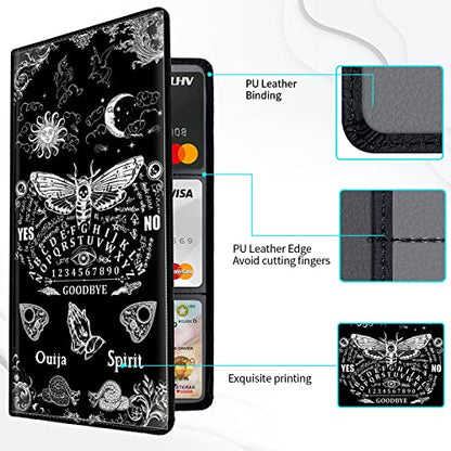 Car Registration and Insurance Card Holder, Premium PU Leather Vehicle Wallet Cover for Glove Box Car Organizer Drivers License/Cards/ID Essentials Document Holder, Death Moth Spirit Board - color: Death Moth Spirit Board