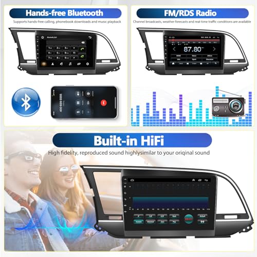 [2+64G] Android 15 Car Radio Stereo for Hyundai Elantra 2016-2018, 9 Inch Touch Screen IPS Car Radio with Wireless Carplay&Android Auto,GPS,WiFi,Bluetooth,FM/RDS,SWC, AUX-in,EQ,WiFi+Free Backup Camera - color: For Hyundai Elantra 2016-2018
