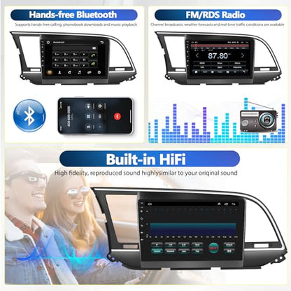 [2+64G] Android 15 Car Radio Stereo for Hyundai Elantra 2016-2018, 9 Inch Touch Screen IPS Car Radio with Wireless Carplay&Android Auto,GPS,WiFi,Bluetooth,FM/RDS,SWC, AUX-in,EQ,WiFi+Free Backup Camera - color: For Hyundai Elantra 2016-2018