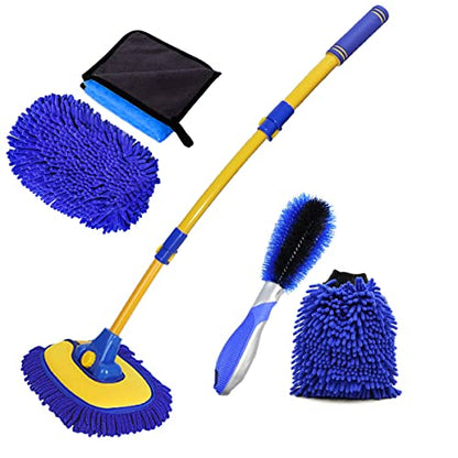 BMLEI Car Wash Brush with Long Handle, Cleaning Mop Car Wash Kit,Blue - color: Blue02