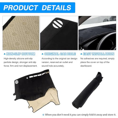 Cartist Dash Cover for Toyota Sienna 2004 2005 2006 2007 2008 2009 2010 Dashboard Cover Mat Non-Slip Pad Carpet Sunshield Protector - size: 04-10 Sienna(Black)