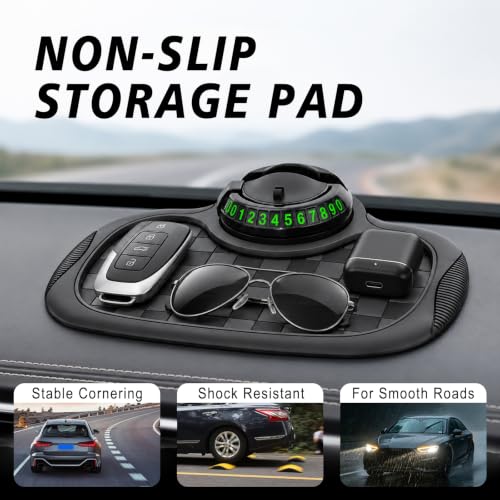 Car Anti-Slip Mat, 360° Rotating Universal Phone Holder for Car Dashboard - color: Black & Gray