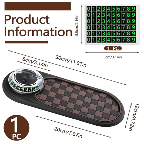 Huakaile Multifunctional Car Anti-Slip Mat with Rotatable Auto Phone Holder, Universal Car Dashboard Mat with Temporary Parking Number, Vehicle Mount Anti Skid Pad for Sunglasses Keys Gadgets (Brown)