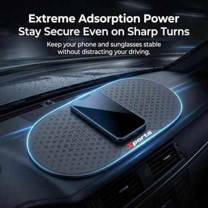 Car Dashboard Anti-slip Pad, PVC Multifunctional Storage Pad for Phone Key Sunglass Ornament, Heat-resistant Washable Sticky Adhesive Mat, Interior Accessory for Most Cars (Black)