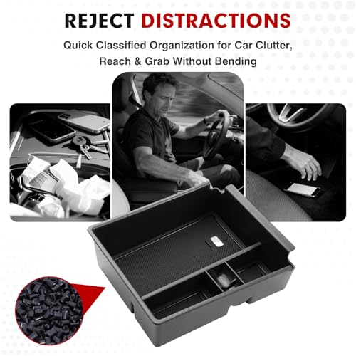 Autorder Center Console Organizer for 2022-2026 Hyundai Santa Cruz Accessories Car Armrest Storage Box Middle Console Tray Container with Black & Red Non-Slip Silicone Mats - size: 2022-2026 Hyundai Santa Cruz