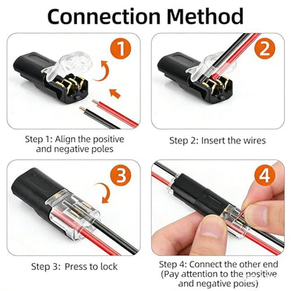 80PCS 2-Pin LED Strip Light Wire Connector with Locking Buckle - size: 80PCS