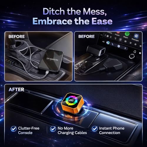 Bluradio 4-in-1 Wireless CarPlay Adapter for Wired CarPlay, Android Auto