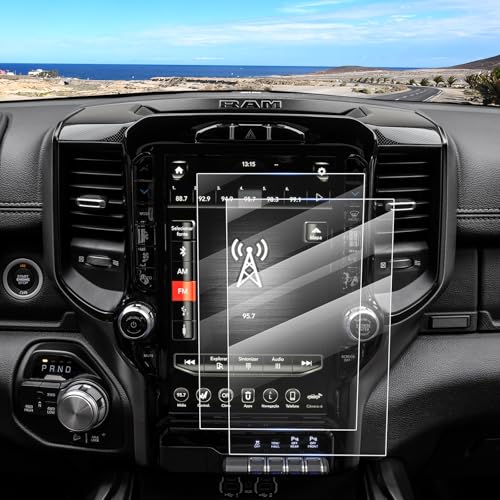 Canvcle 2PCS Screen Protector for 2019-2025 2026 Dodge Ram 1500 2500 3500 Accessories, 12 Inch Navigation Screen Tempered Glass Touchscreen Protector Navigation Screen Cover Protective Film - size: 2019-Present Dodge Ram 1500 2500 3500 12 Inch
