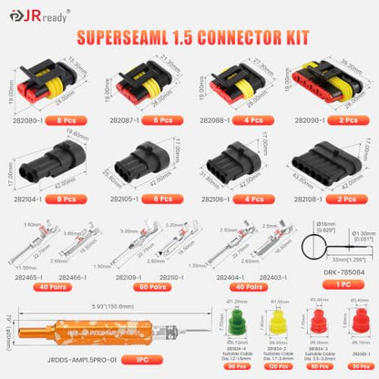 JRready Waterproof Wire Connector Kit Superseal 1.5 Series 2 3 4 6Pin Connectors with Pin Removal Tool ACTCRH3A01 - color: 2/3/4/6 Pin Connector Kit